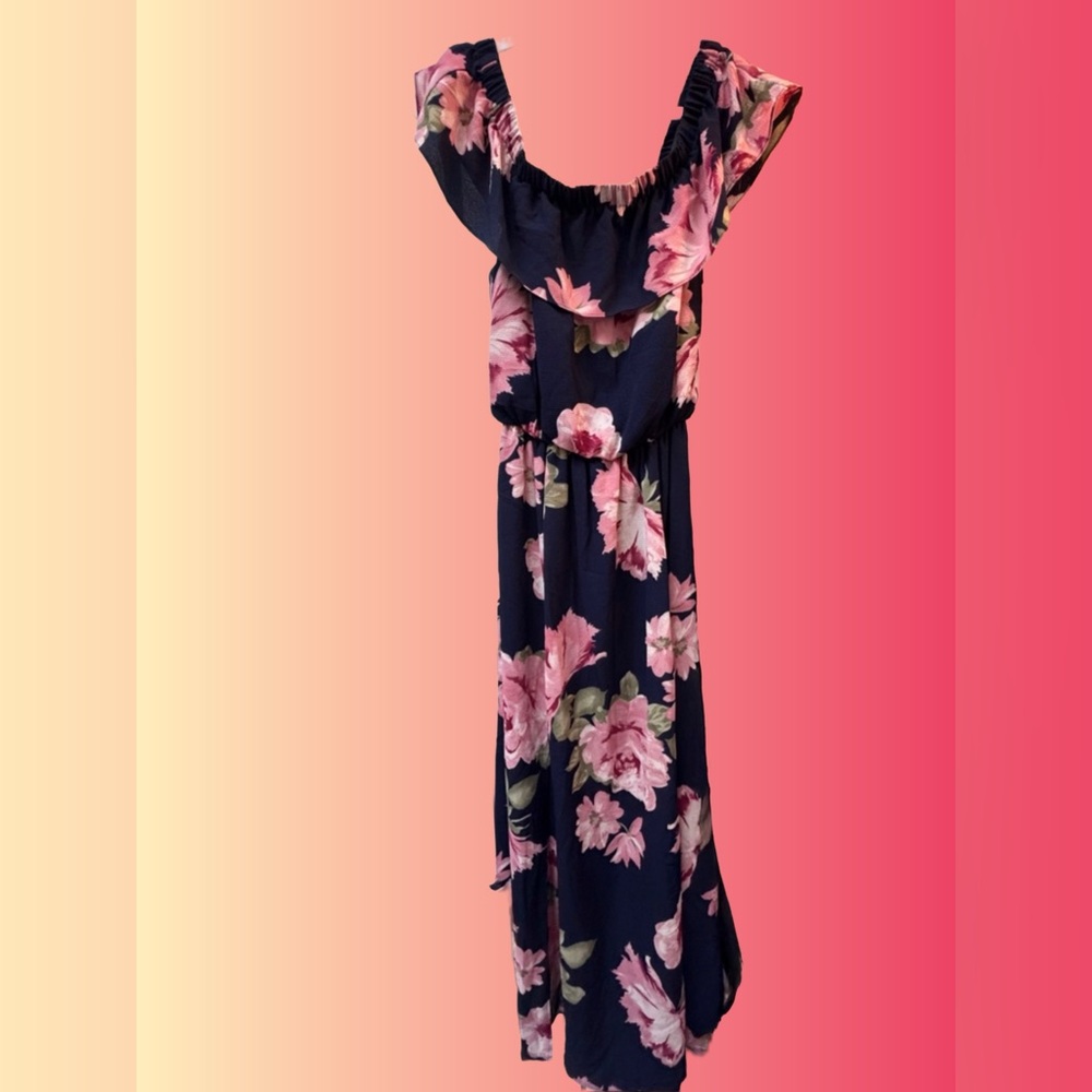 NWOT Floral Dress in Navy and Pink